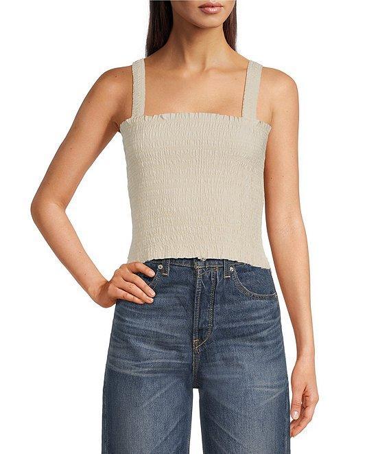 Ariat Darla Linen Blend Sleeveless Square Neck Smocked Crop Top Product Image