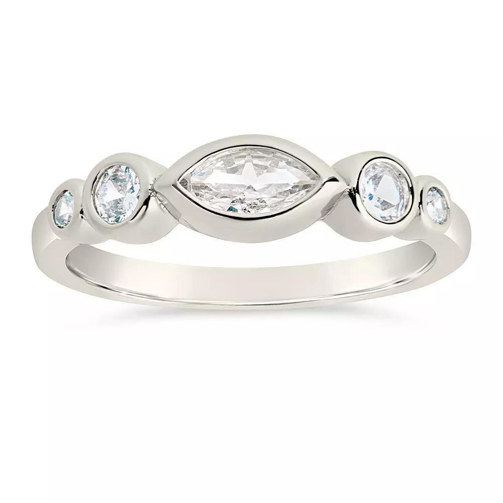 MC Collective Triple Oval Cubic Zirconia Ring, Women's, Size: 9, Silver Tone Product Image
