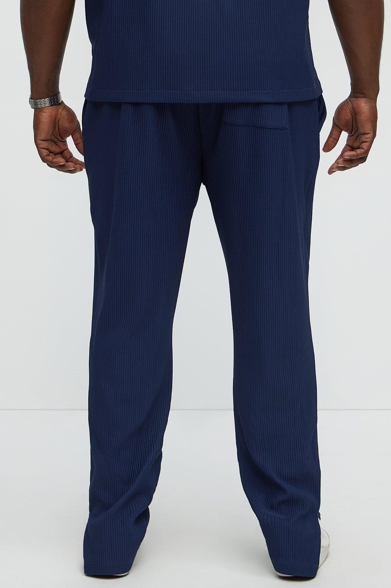 Show Up Slim Slit Pants - Navy Product Image