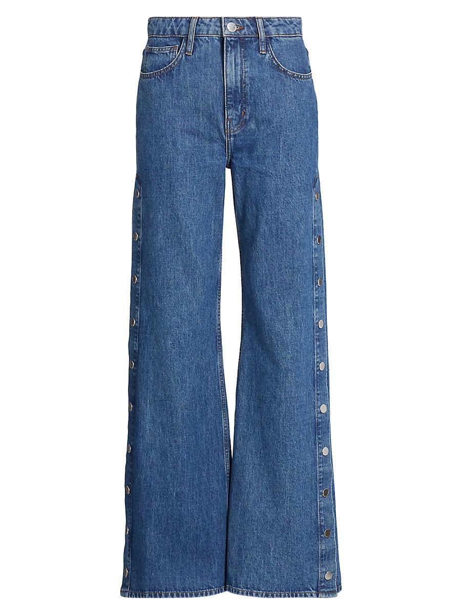 Womens Nolan Side-Snap Wide-Leg Jeans Product Image