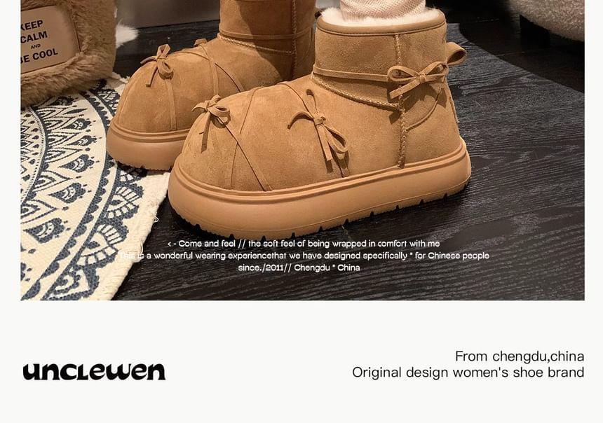 Bow Fleece-Lined Platform Short Snow Boots Product Image