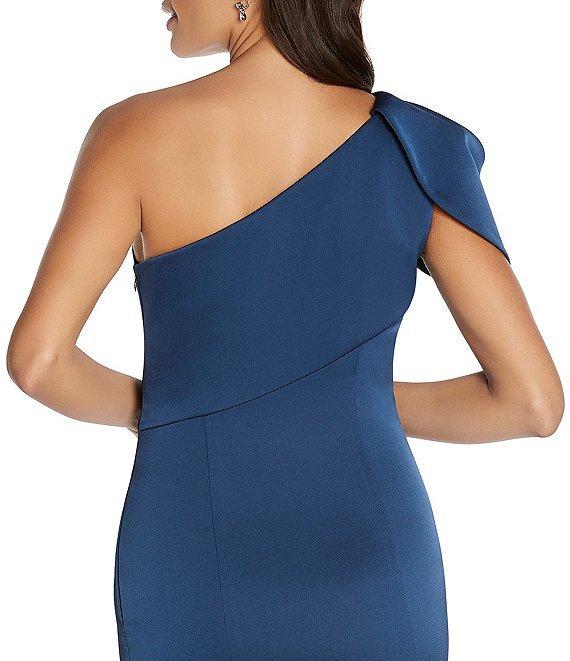 Aidan Mattox Draped One Shoulder Short Sleeve Mermaid Gown Product Image