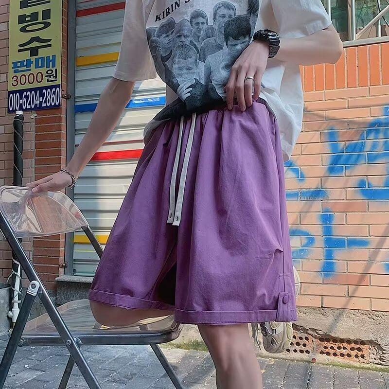 Elastic Waist Plain Wide Leg Shorts Product Image