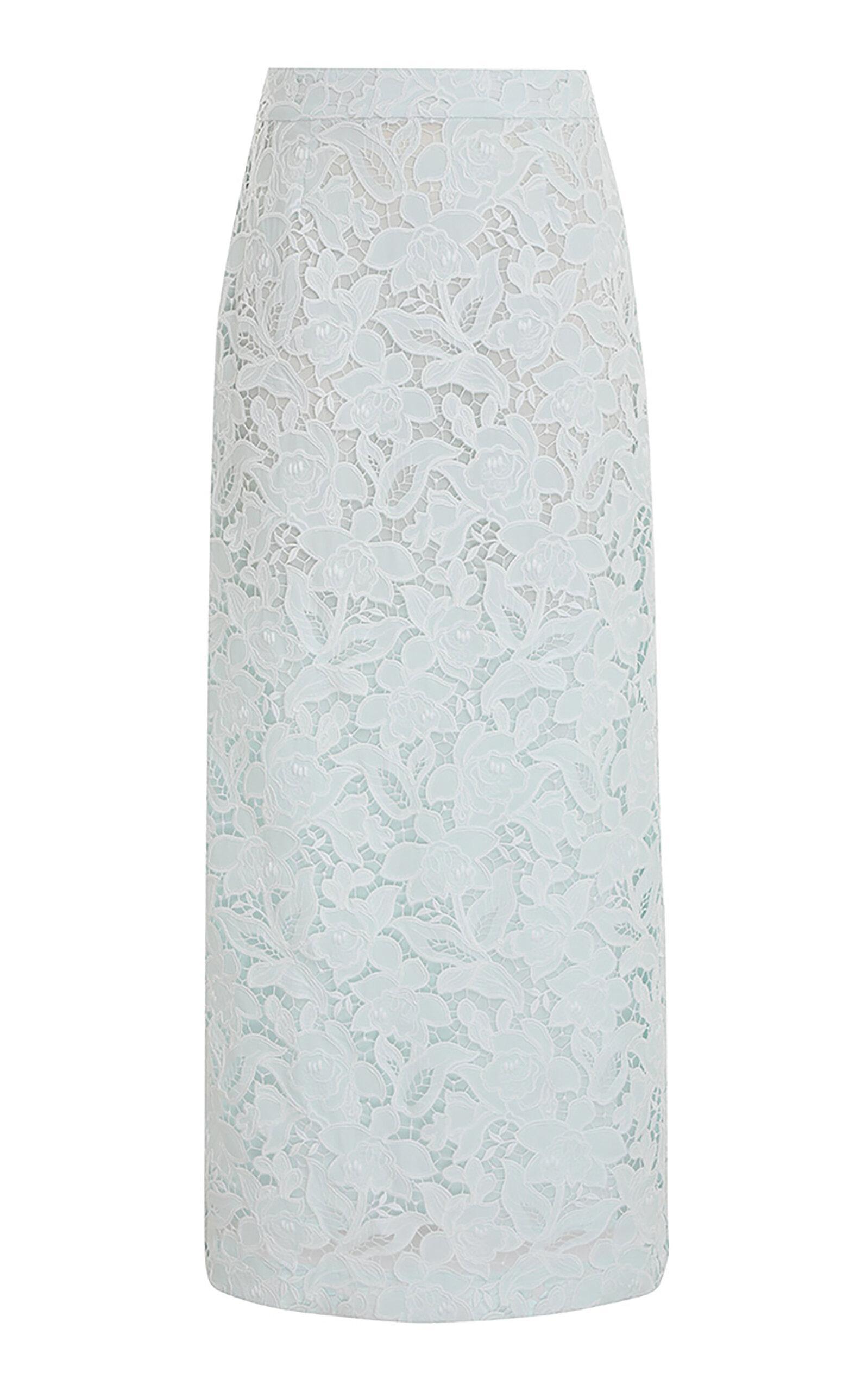 Natura Lace Midi Pencil Skirt In Mint Product Image