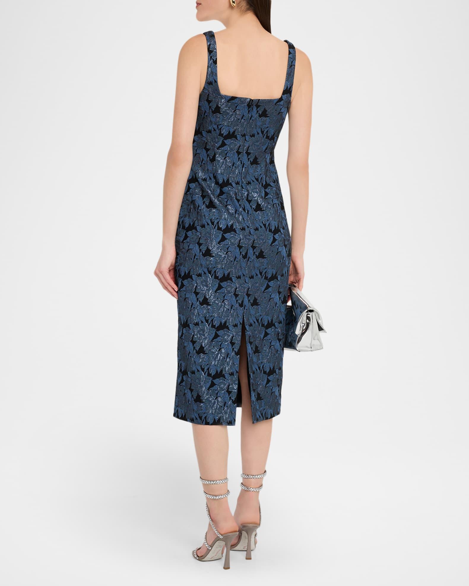 Sleeveless Floral Stretch Jacquard Midi Dress Product Image