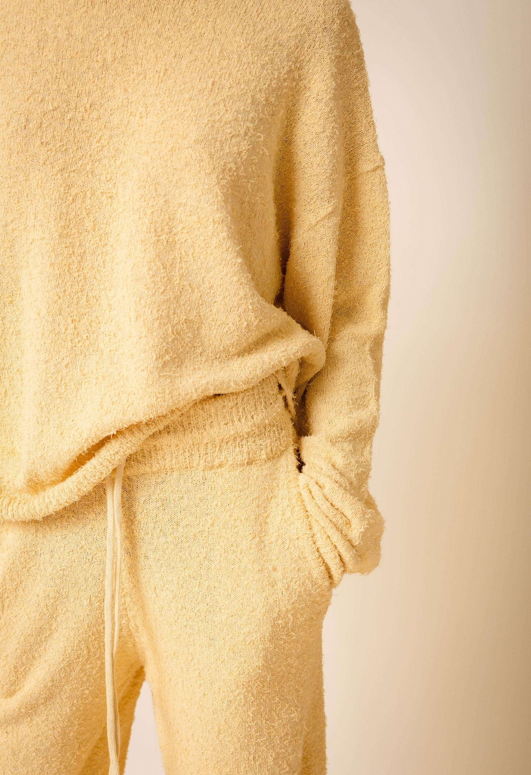 Fuzzy Drawstring Pant In Yellow Product Image