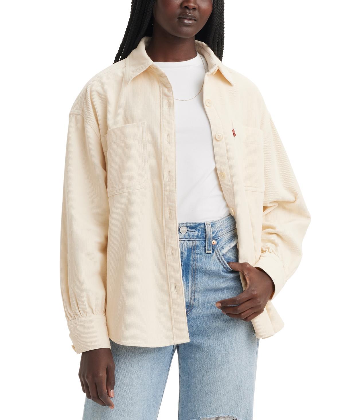 Levis Womens Long Sleeve Orion Corduroy Button-Down Shirt - White Swan L Product Image