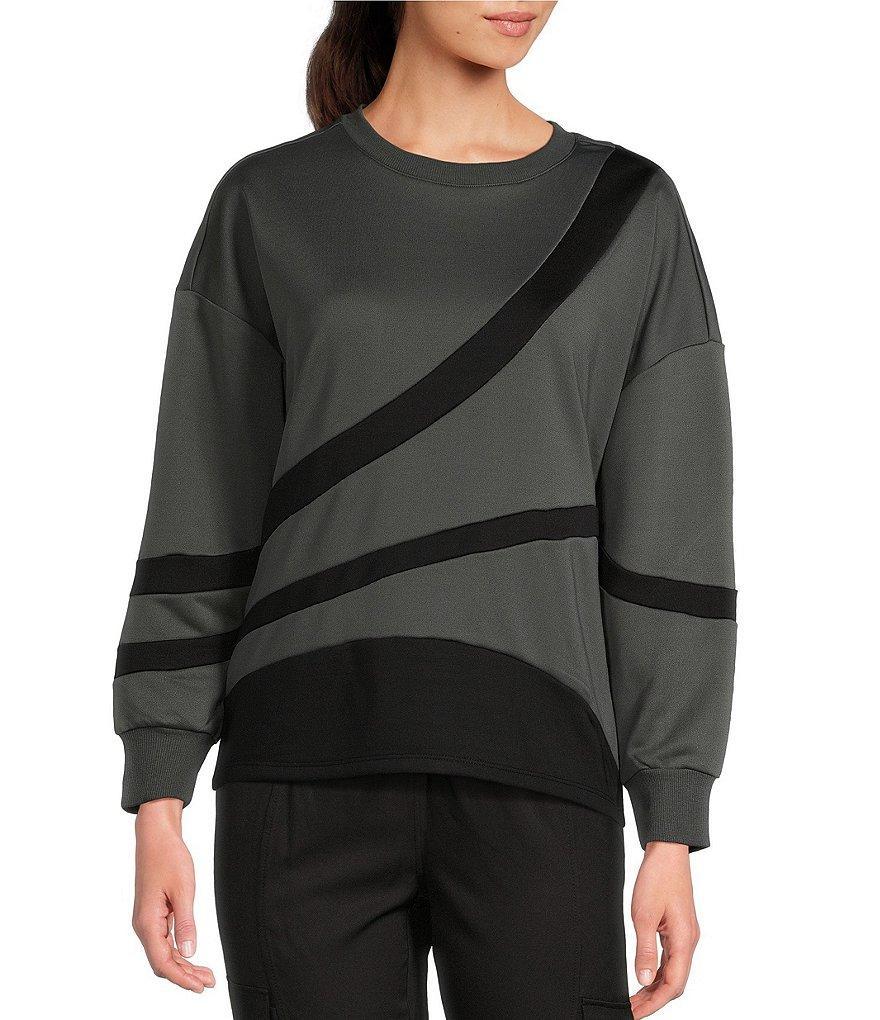Kinesis Piece Striped Crew Neck Drop Shoulder Long Sleeve Sweatshirt Product Image
