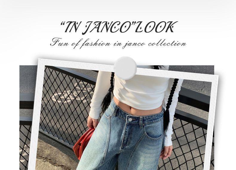 High Rise Washed Wide Leg Jeans (Various Designs) Product Image