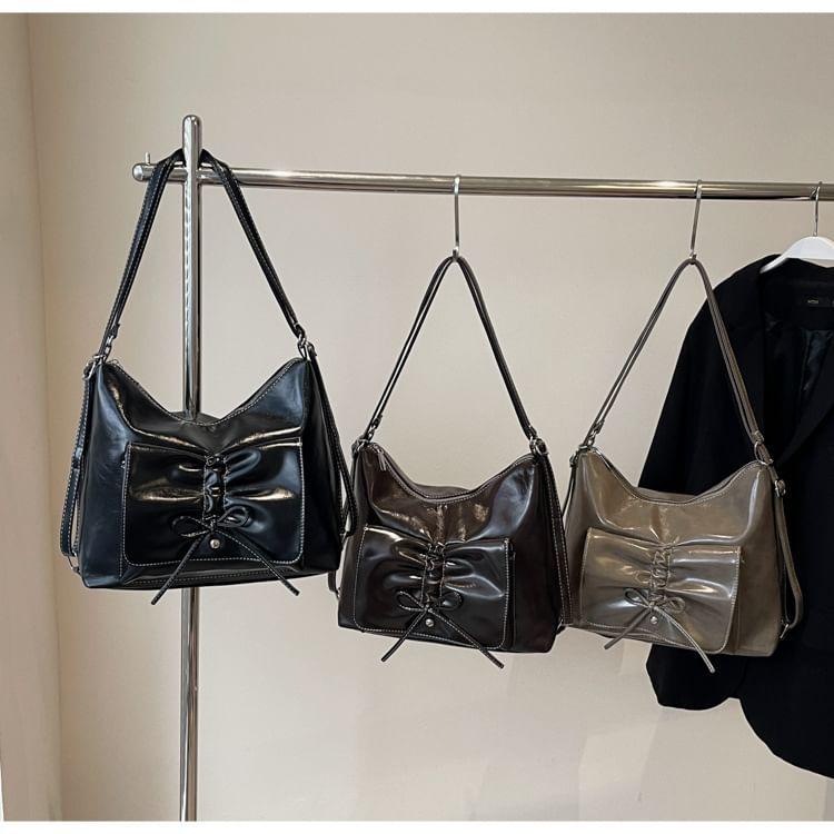 Bow Multi-Pocket Faux Leather Backpack Product Image