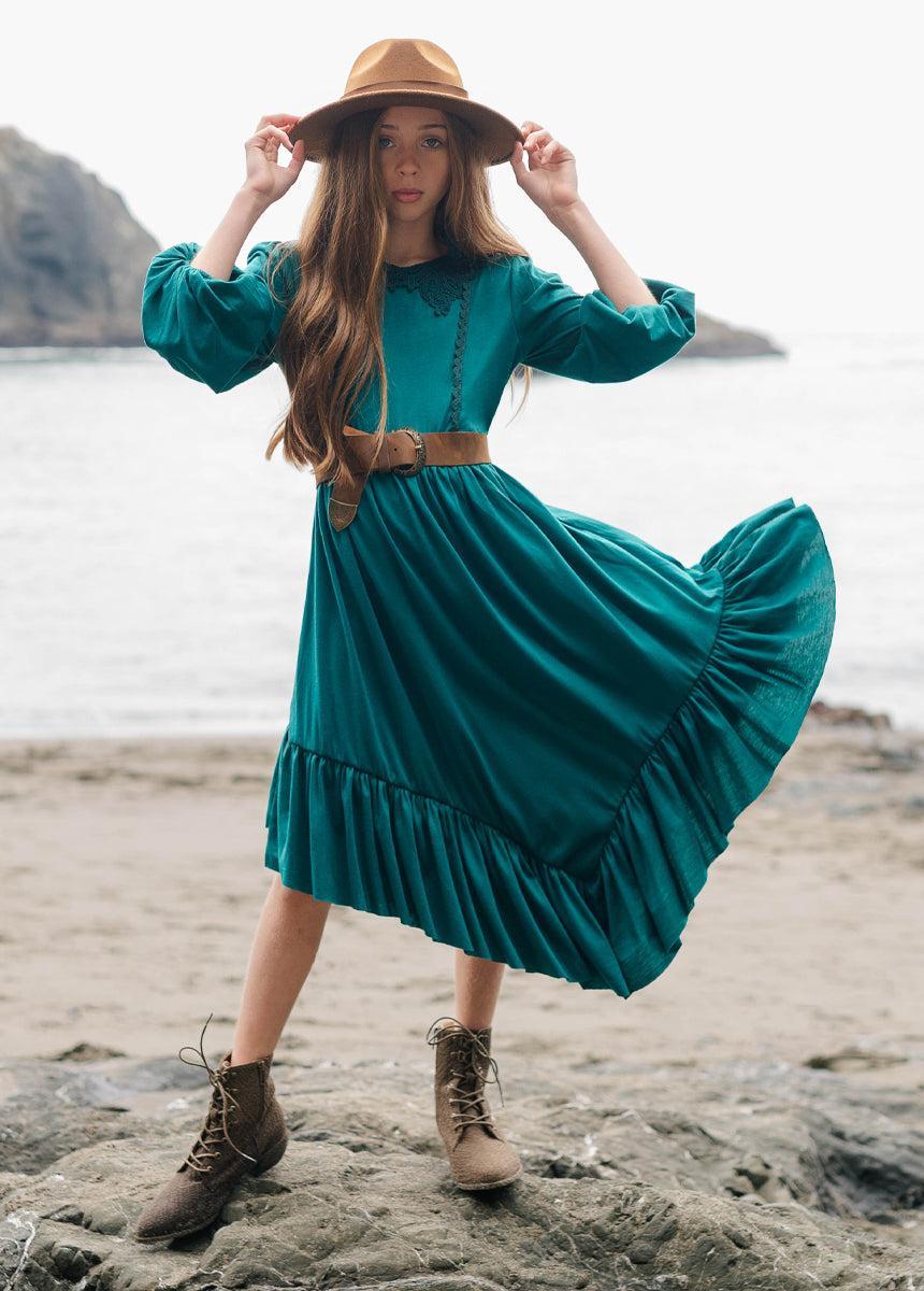 Tatum Dress in Teal Girls Product Image