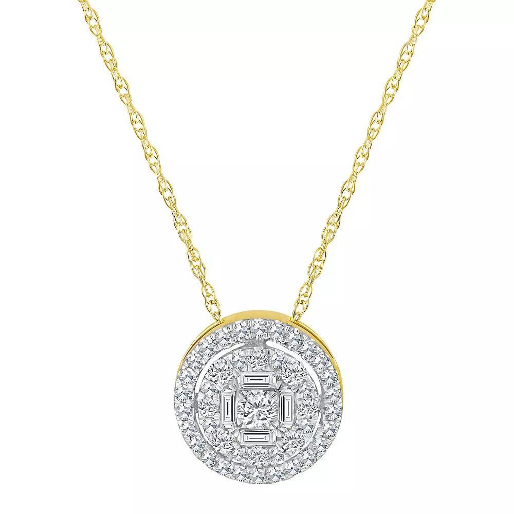 Celebration Gems 14k Gold 1/4 Carat T.W. Diamond Round Cluster Pendant Necklace, Women's, Size: 18" Product Image