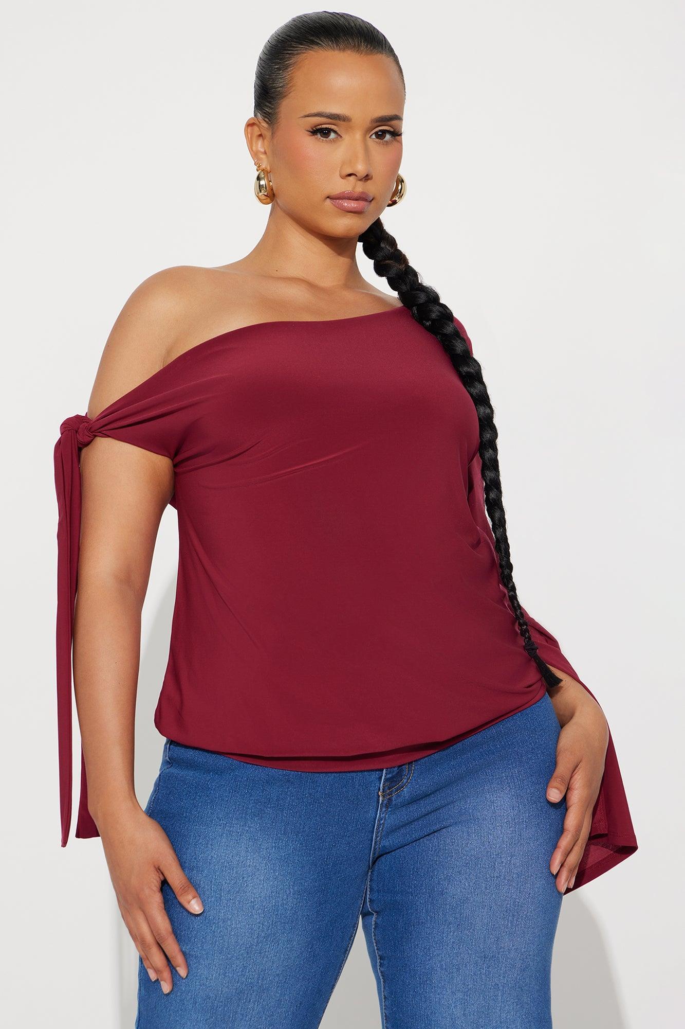 Fortuna Double Lined Off Shoulder Top - Burgundy Female Product Image