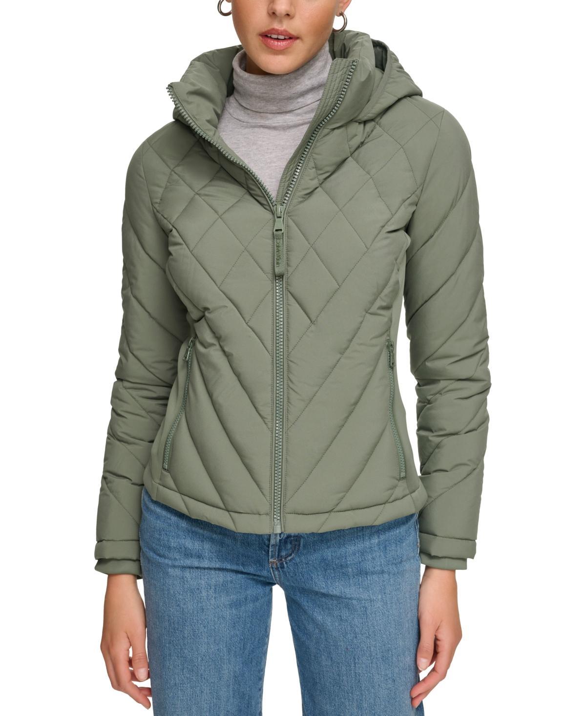 Calvin Klein Womens Side-Panel Hooded Packable Puffer Coat, Created for Macys Product Image