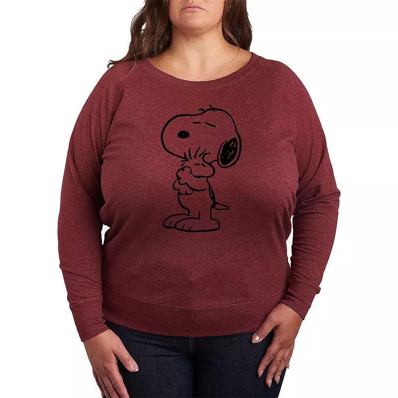 Womens Celestial Butterfly French Terry Long Sleeve Tee Grey Maroon Product Image