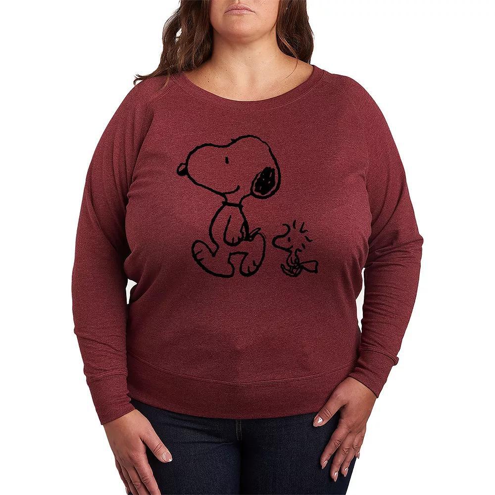 Womens Celestial Butterfly French Terry Long Sleeve Tee Grey Maroon Product Image