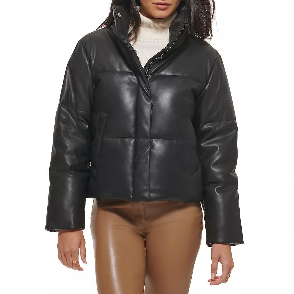 Womens Levis Faux-Leather Short Puffer Jacket Green Product Image
