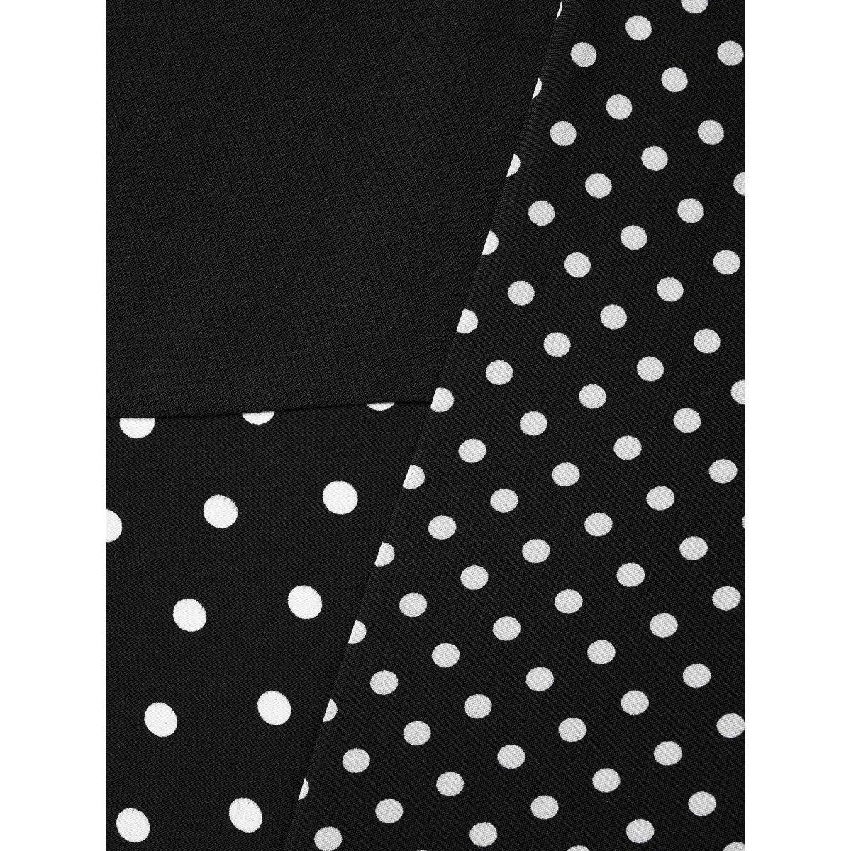 Plus Size Black Polka Dot Panelled A-Line Shirt Women Elegant Short sleeve Round Neck Everyday Blouses BloomChic 26/4X Product Image