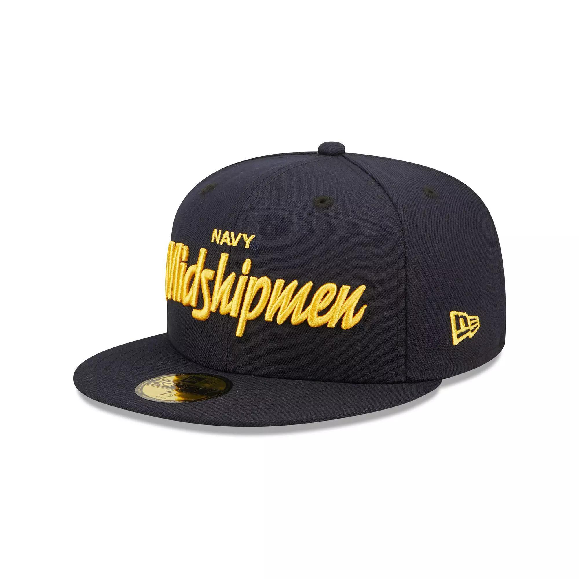 Mens New Era Midshipmen Griswold 59FIFTY Fitted Hat Blue Product Image