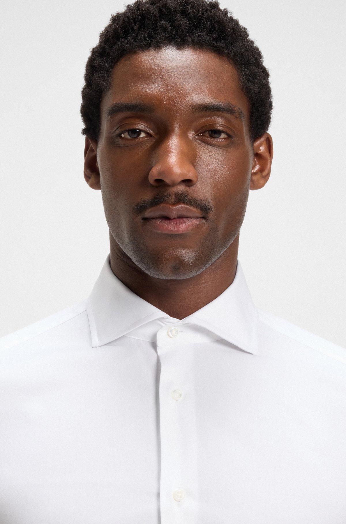 BOSS - Slim-fit shirt in Italian-made performance-stretch fabric - White Product Image