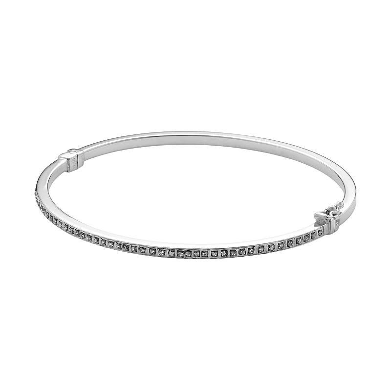 Diamond Mystique Sterling Silver Bangle Bracelet, Women's, Size: 7", 18k Pink Over Sterling Product Image