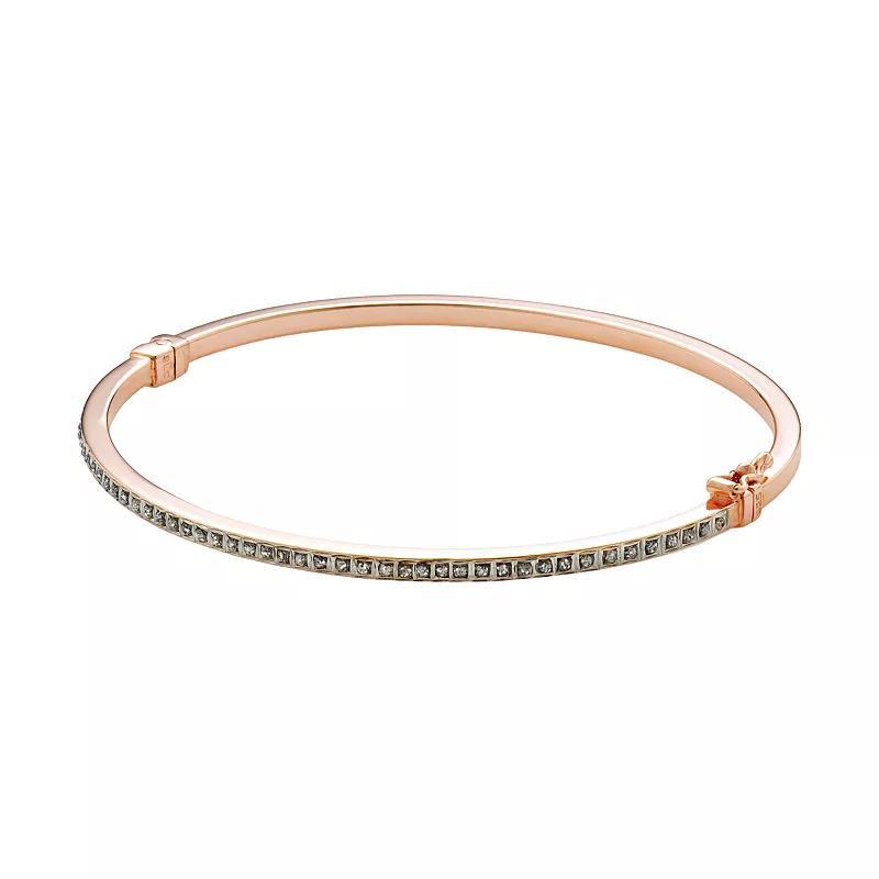Diamond Mystique Sterling Silver Bangle Bracelet, Women's, Size: 7", 18k Pink Over Sterling Product Image