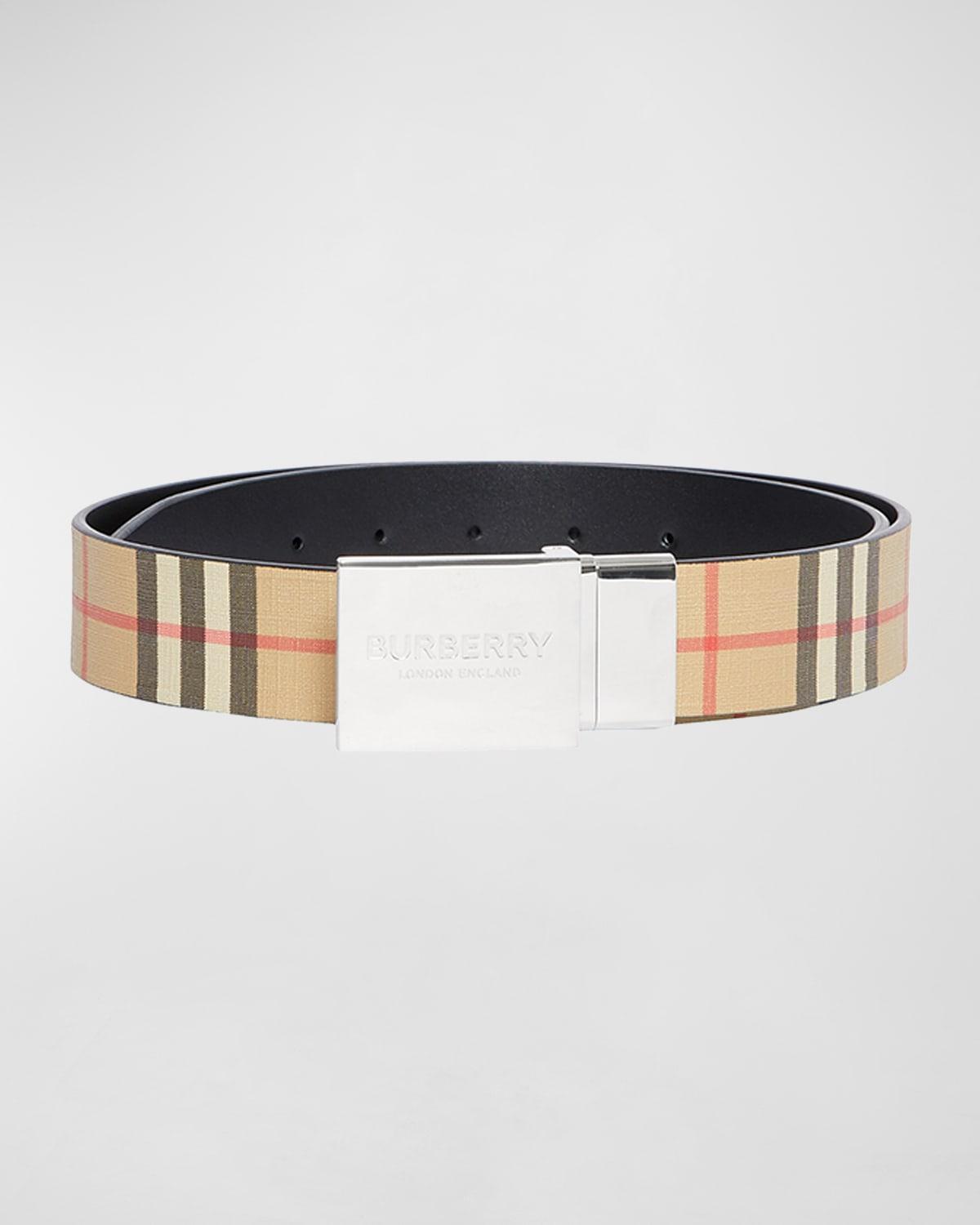 Men's Signature Check Belt w/ Plaque Product Image