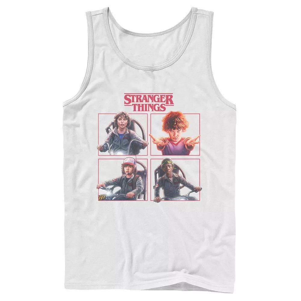 Men's Stranger Things Group Shot Box Up Logo Tank Top, Size: Large, White Product Image