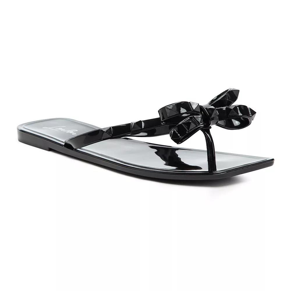 London Rag Women's Retta Bow Thong Slide Sandals, Size: 7, Black Product Image