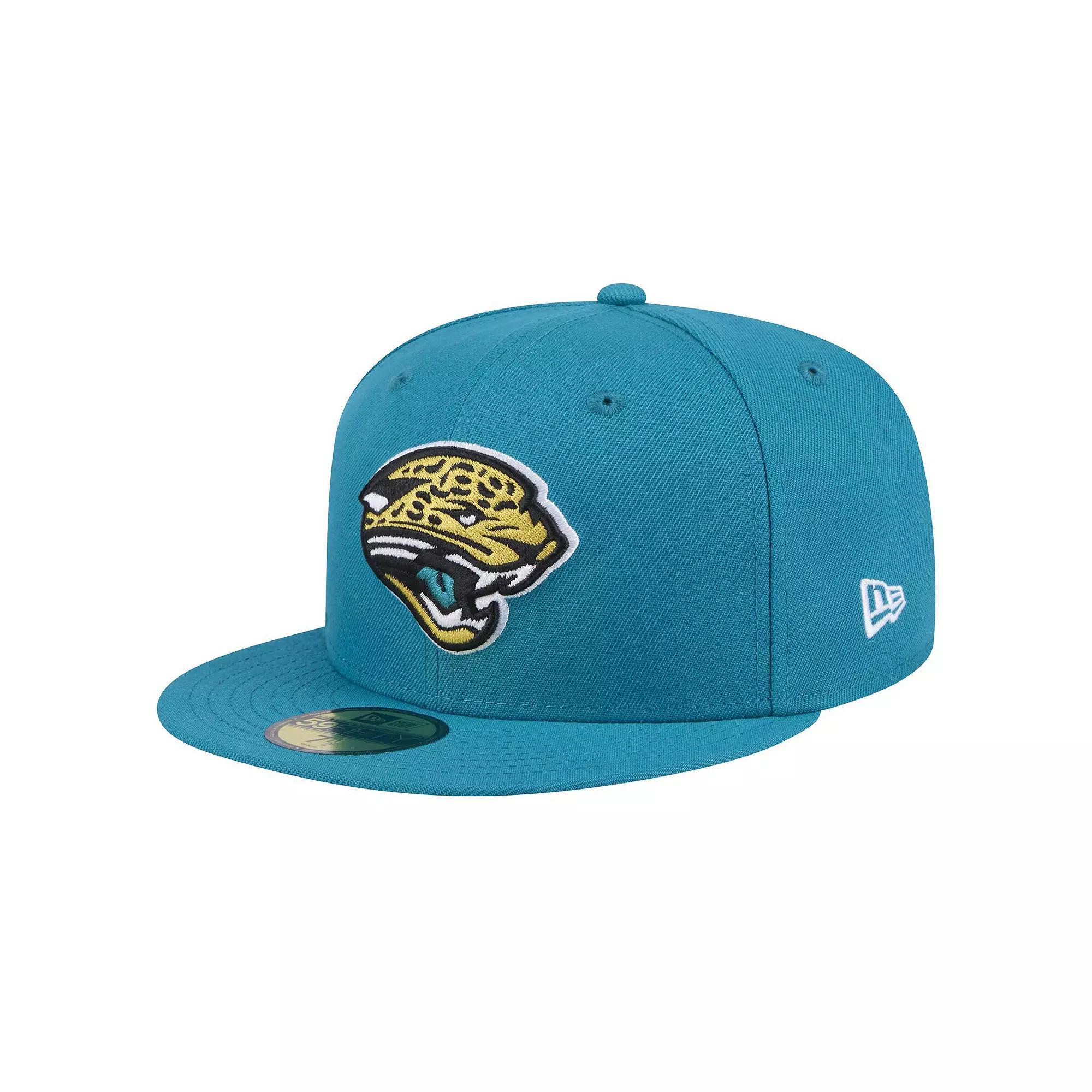 Men's New Era  Teal Jacksonville Jaguars Throwback Logo Omaha 59FIFTY Fitted Hat, Size: 7 1/2, Blue Product Image