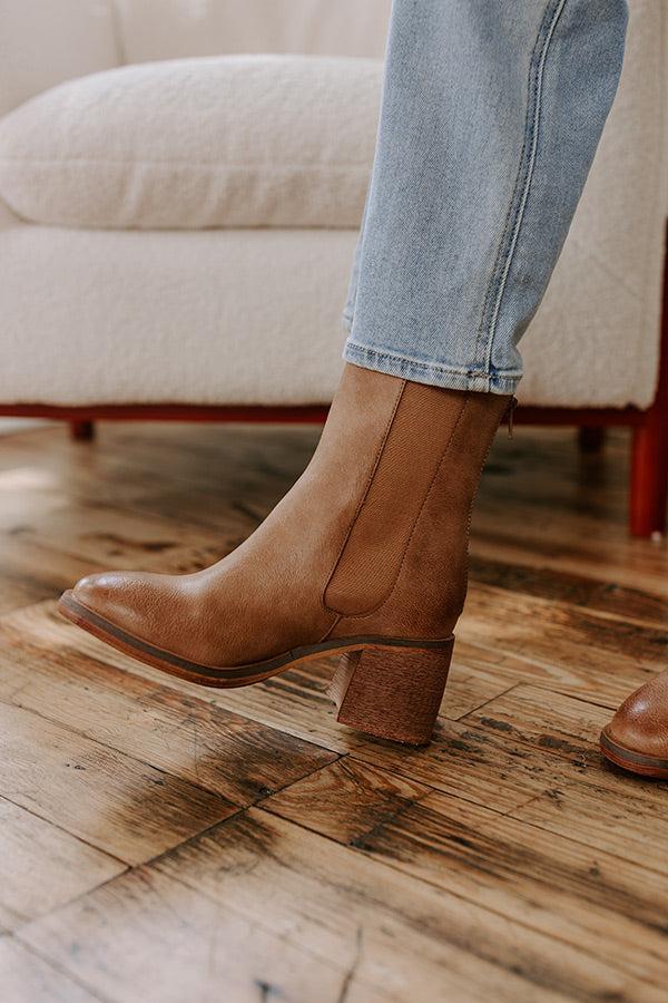 The Skylar Faux Leather Vintage Boot in Tan Product Image
