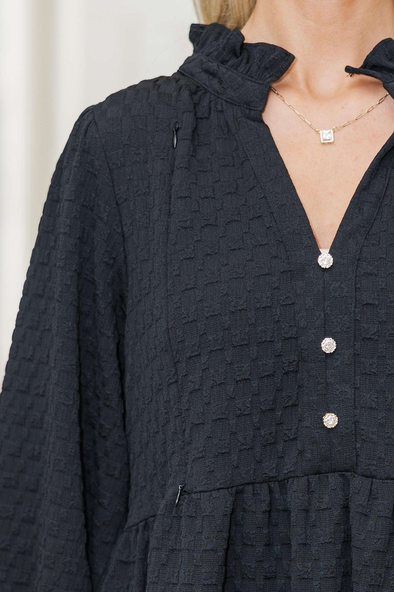 NURSING COLLECTION: All Up To You Black Textured Dress Female Product Image