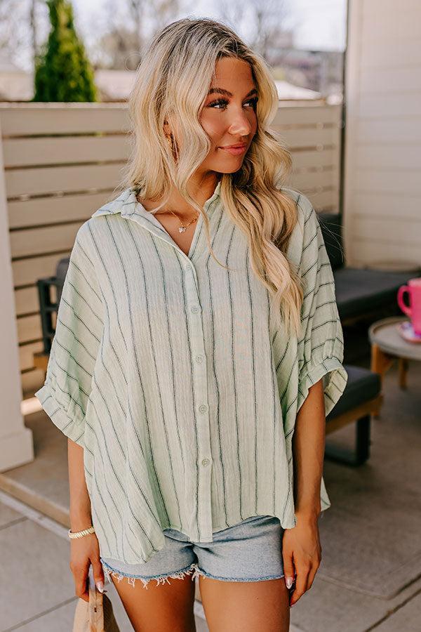 Sea Breeze Oversized Button Up in Mint Product Image
