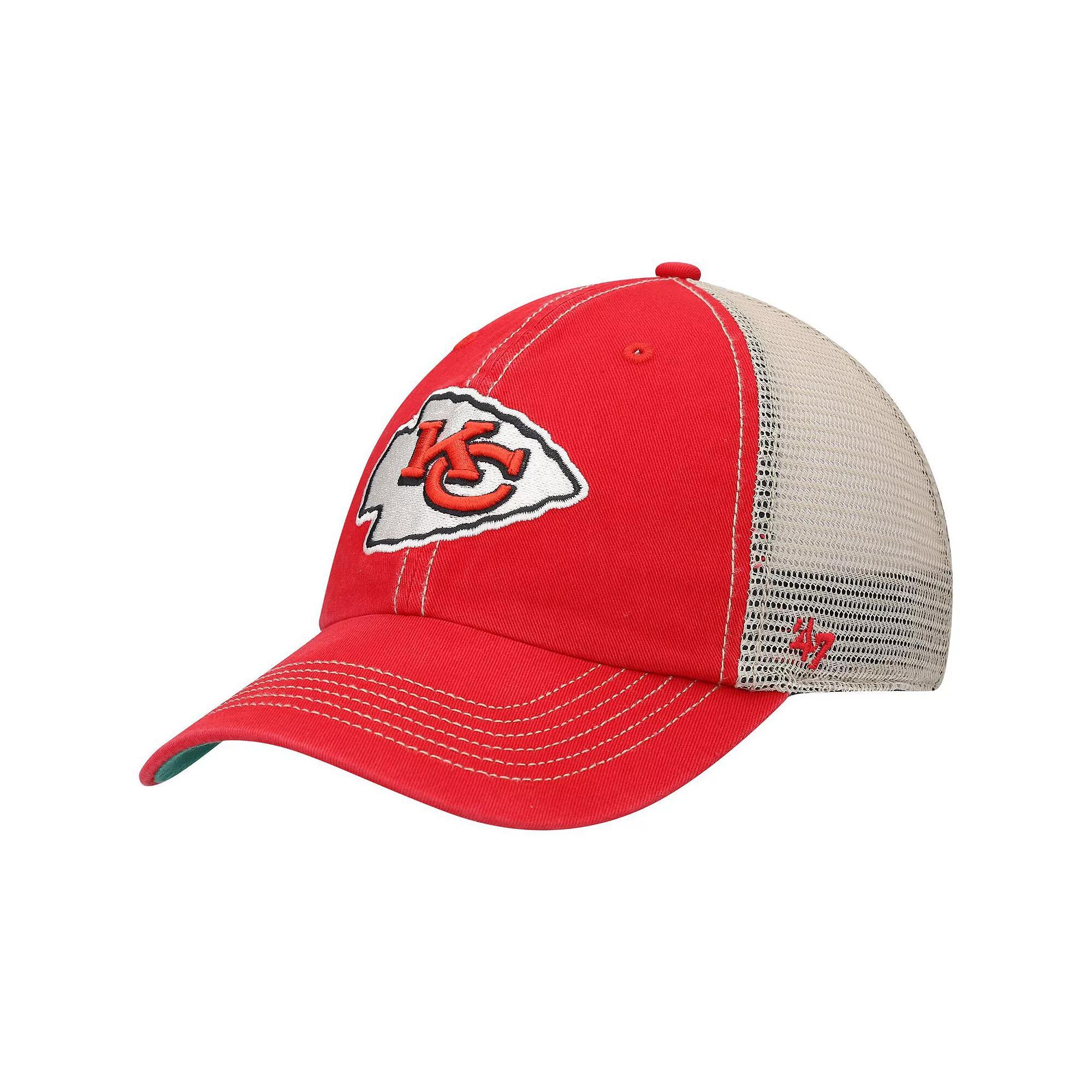 Men's '47 Red/Natural Kansas City Chiefs Trawler Trucker Clean Up Snapback Hat Product Image