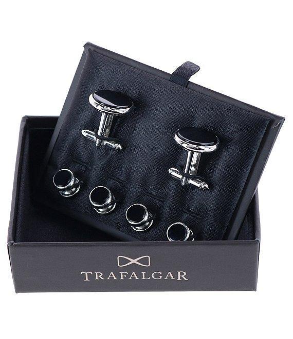 Trafalgar Sutton Round Genuine Onyx Formal Cuffs & Links 6-Piece Set Product Image