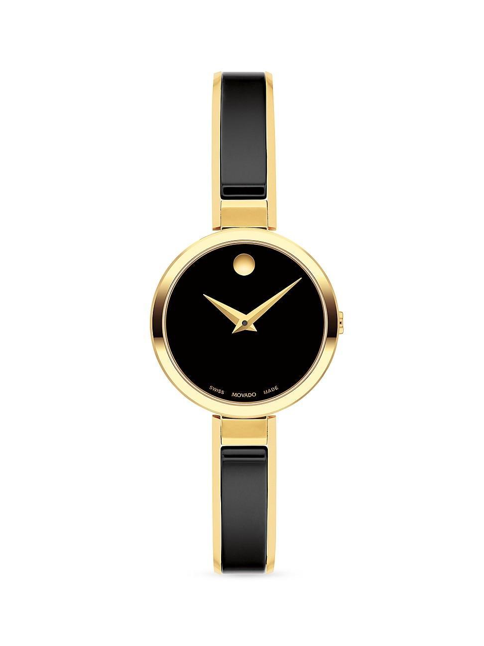 Womens Moda Goldtone & Ceramic Bangle Watch Product Image