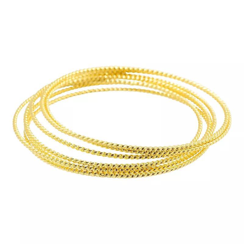 Adornia 14k Gold Plated 7-Piece Skinny Bangle Set, Women's, Size: 8.5", Gold Tone Product Image