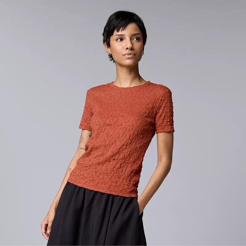 Women's Simply Vera Vera Wang Textured Tee, Size: Large, Vera Cerulean Blue Product Image