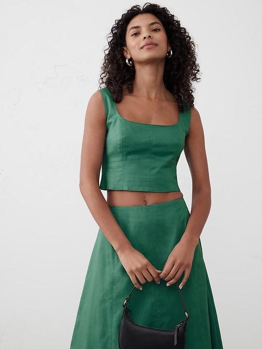 Seamed Square-Neck Denim Bustier Product Image