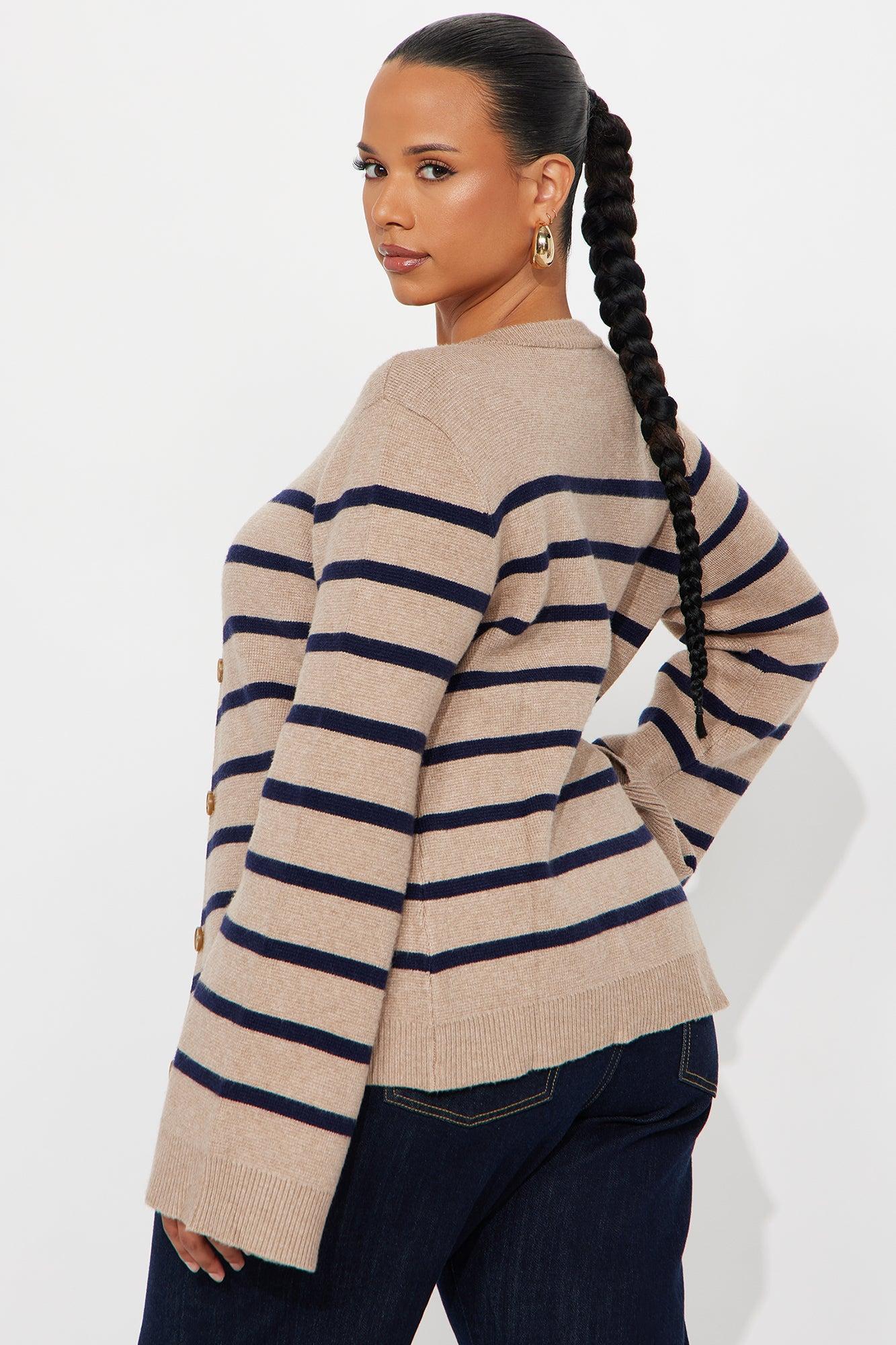 Grace Bell Sleeve Cardigan - Taupe/combo Product Image