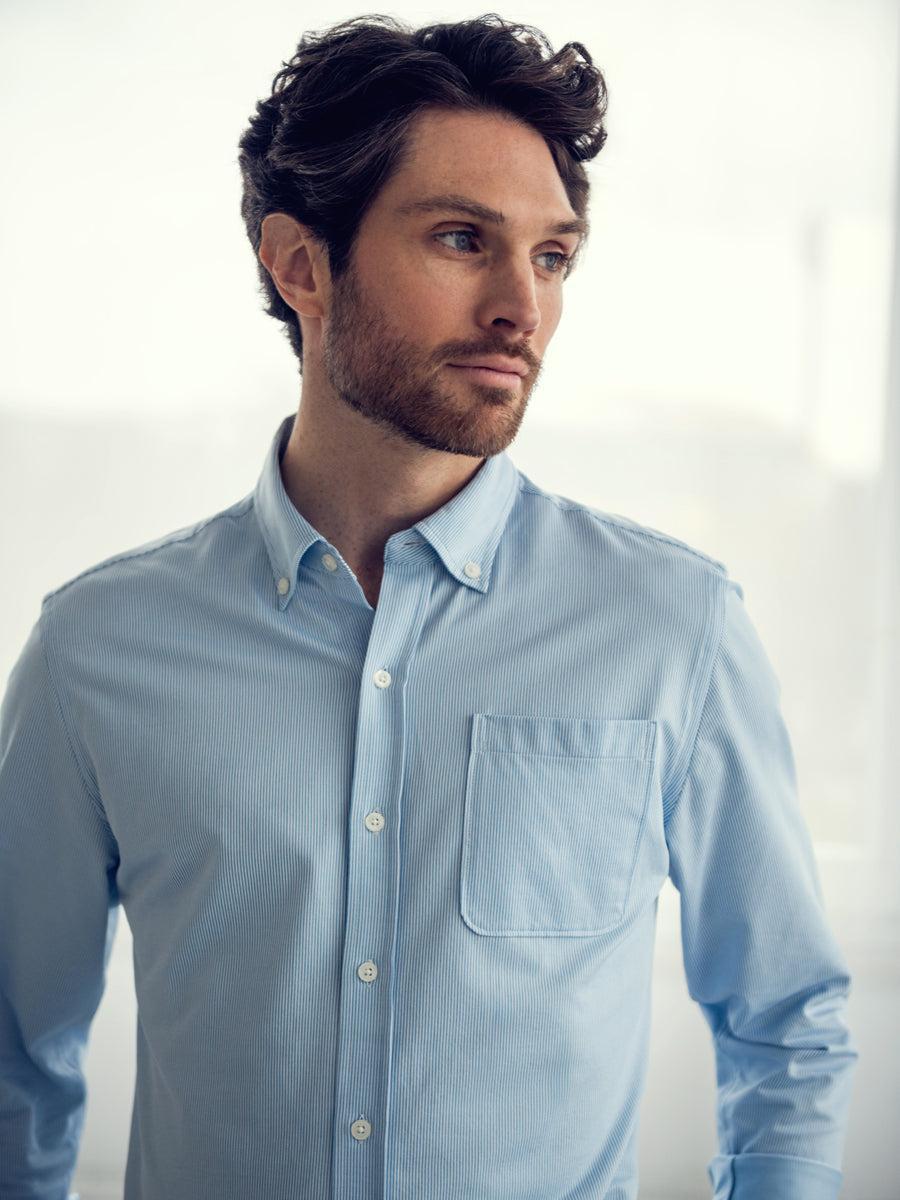 Men's Hybrid Button-Down - Blue Stripe Product Image