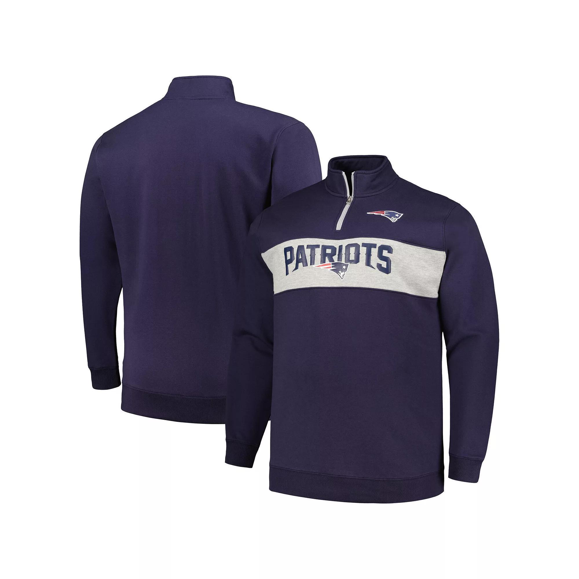 Men's Profile Navy New England Patriots Big & Tall Fleece Quarter-Zip Jacket, Size: 4XB, Blue Product Image
