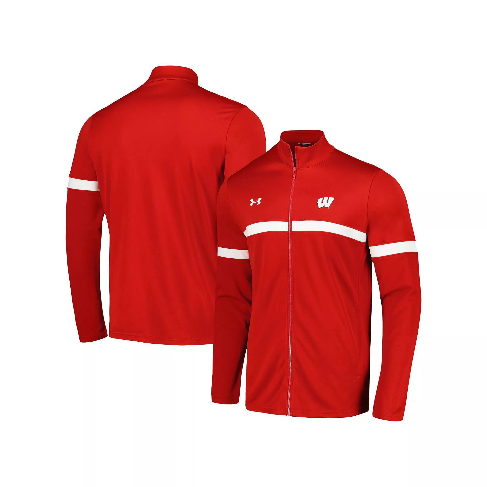 Men's Under Armour Red Wisconsin Badgers 2023 Assist Warm Up Full-Zip Jacket, Size: XL Product Image