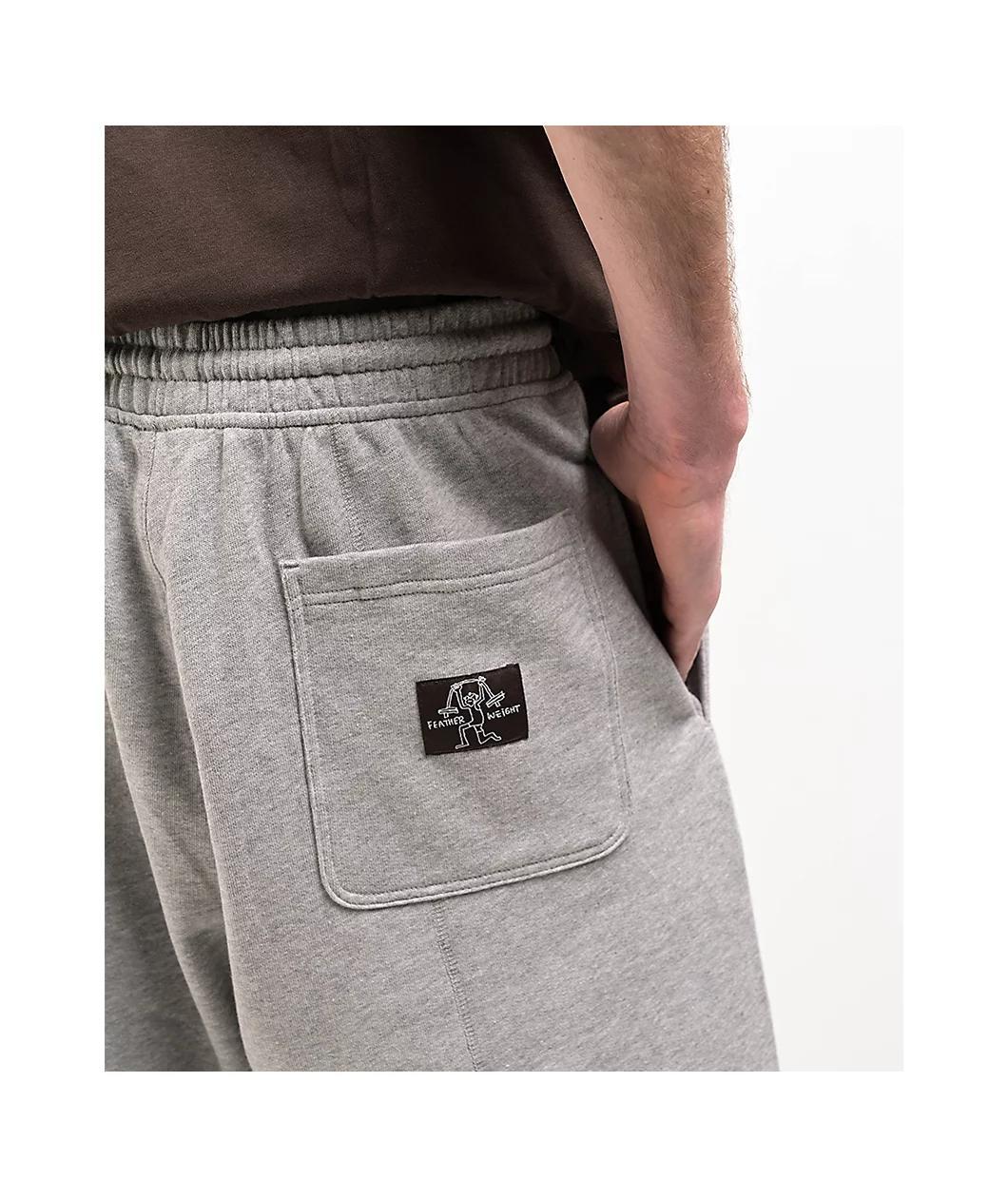 adidas Originals Shmoofoil Featherweight Heather Grey & Dark Brown Sweat Shorts Product Image