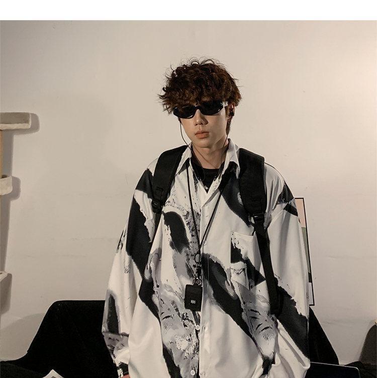 Long-Sleeve Tie Dye Oversized Shirt Product Image