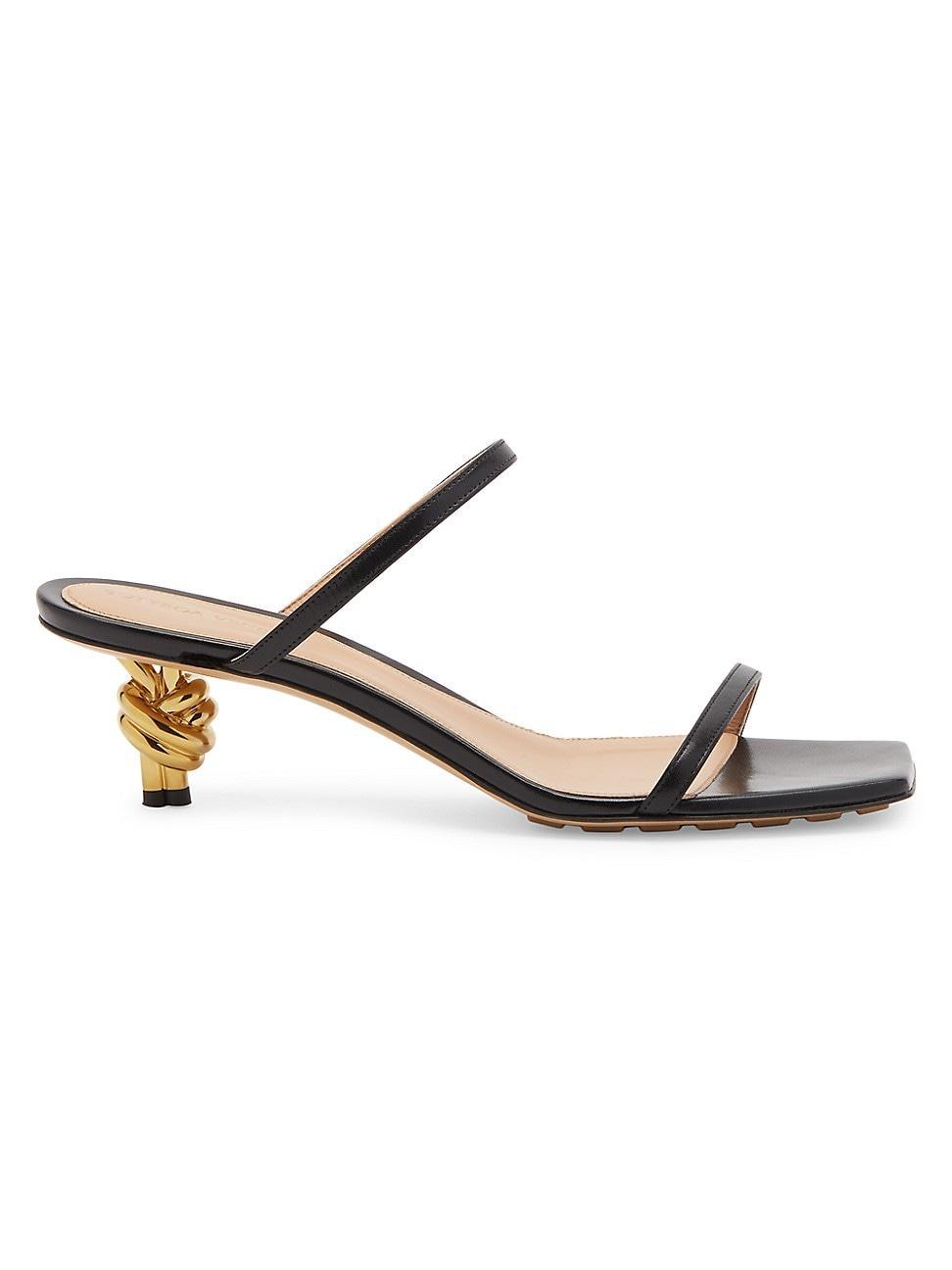 Leather Two-Band Knot Slide Sandals Product Image