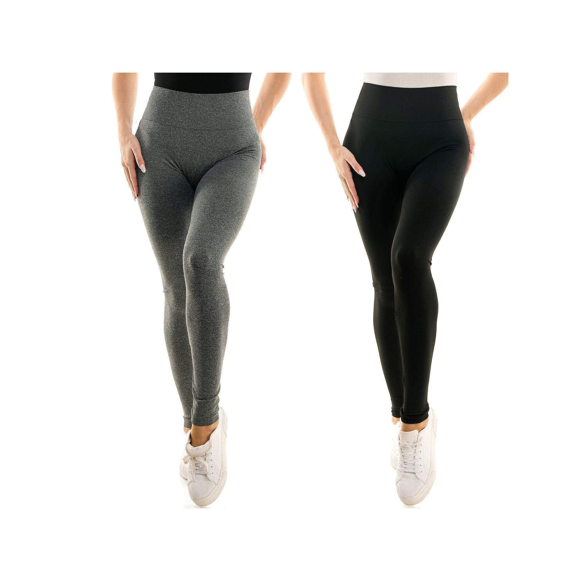 Women's Nina Leonard 2-pack Space-Dyed High-Waisted Leggings, Size: Small, Grey Product Image