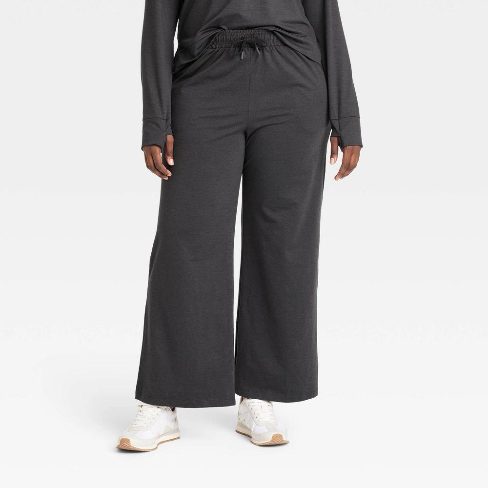 Women's Soft Stretch High-Rise Wide Leg Pants - All In Motion™ Heathered Black XS Product Image