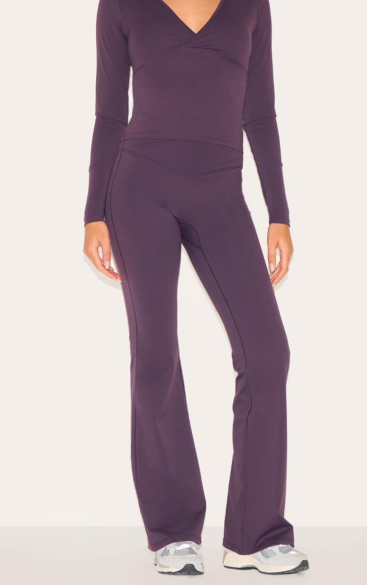 Dark Plum Sculpt Wrap Waist Yoga Pants Product Image
