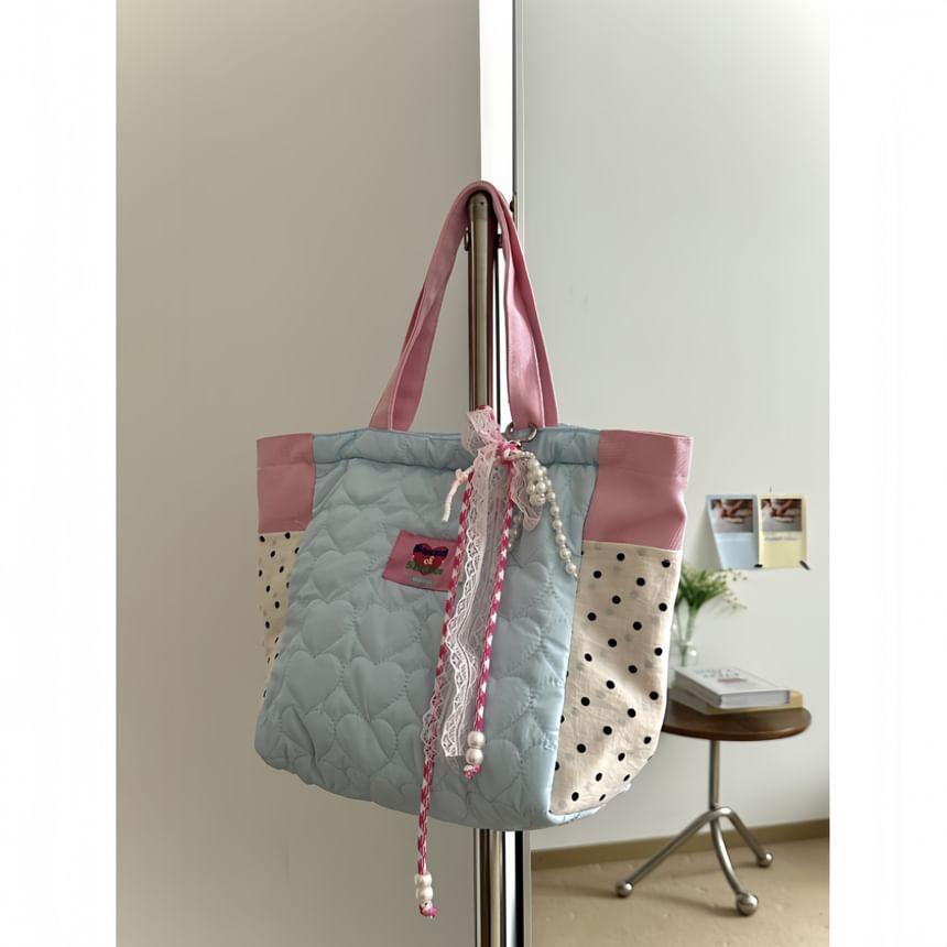 Dotted Color Block Tote Bag Product Image